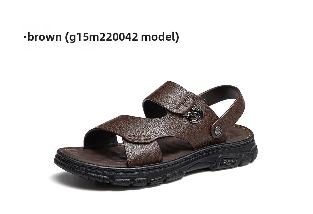 Golden Camel Men's Classic Genuine Leather Sandals – Ankle-Wrap, Lightweight, Casual Outdoor