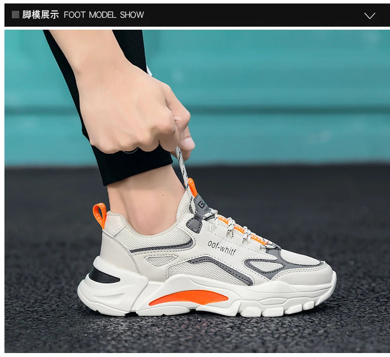 Men's Breathable Mesh Soft Sole Running Sneakers – Lace-Up, All-Season Comfort Walking Shoes