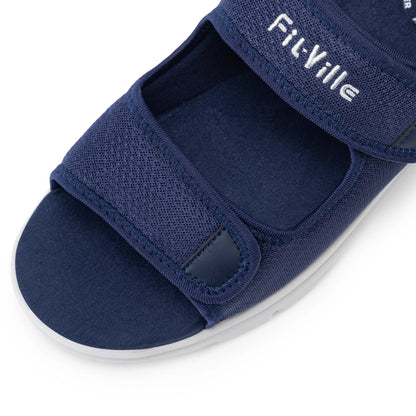 Fitville Men‘s Sandals Wide Diabetic Shoes for Men Beathable Beach Sandal with Arch Support Feet Pain Relief Plantar Adjustable