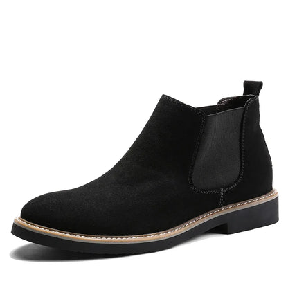 Men's British Style Chelsea Boots – Suede Leather, Slip-On, Pointed Toe Ankle Boots