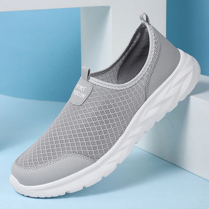Men's Classic Breathable Mesh Slip-On Sneakers – Lightweight, Anti-Odor, Casual Running Shoes