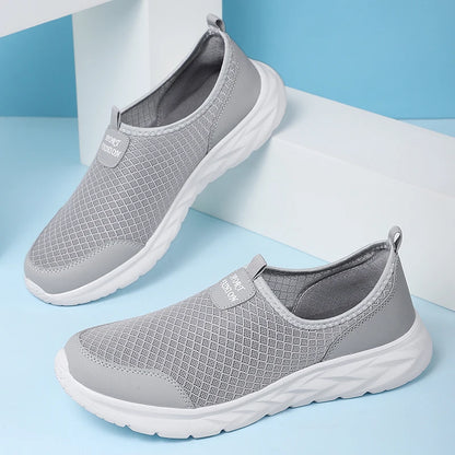 Men's Classic Breathable Mesh Slip-On Sneakers – Lightweight, Anti-Odor, Casual Running Shoes