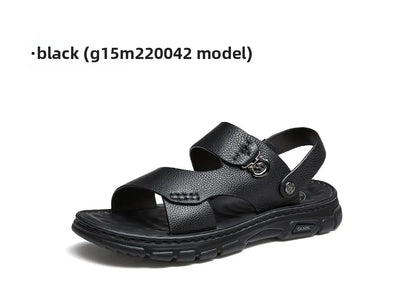 Men's Genuine Cow Leather Sandals – Casual Ankle-Wrap, Lightweight Summer Footwear
