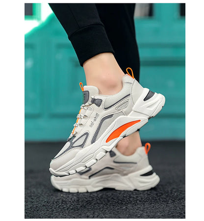 Men's Breathable Mesh Soft Sole Running Sneakers – Lace-Up, All-Season Comfort Walking Shoes