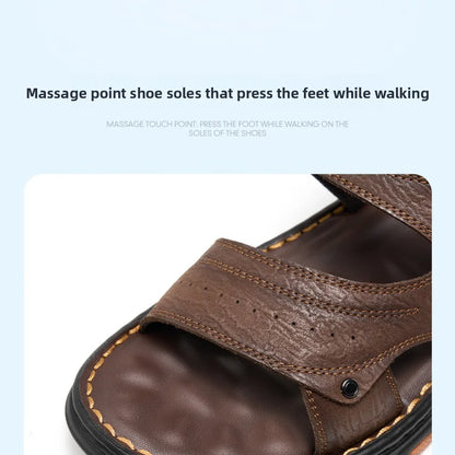 Golden Camel Men's Classic Genuine Leather Sandals – Ankle-Wrap, Lightweight, Casual Outdoor