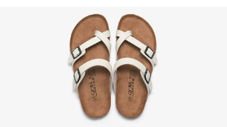 Men's Cork Style Beach Sandals – Metal Detail, EVA Sole, Fashion Summer Flip Flops