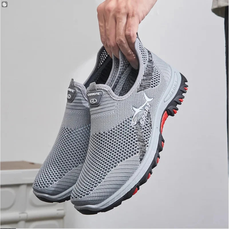 Men's Hollow Mesh Slip-On Casual Sneakers – Breathable, Lightweight, Non-Slip Summer Shoes