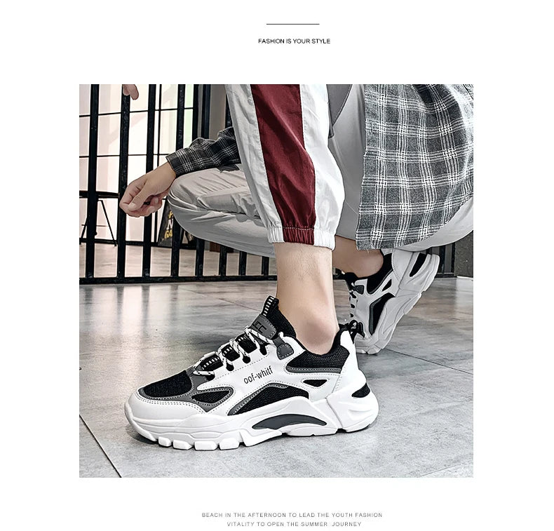 Men's Breathable Mesh Soft Sole Running Sneakers – Lace-Up, All-Season Comfort Walking Shoes