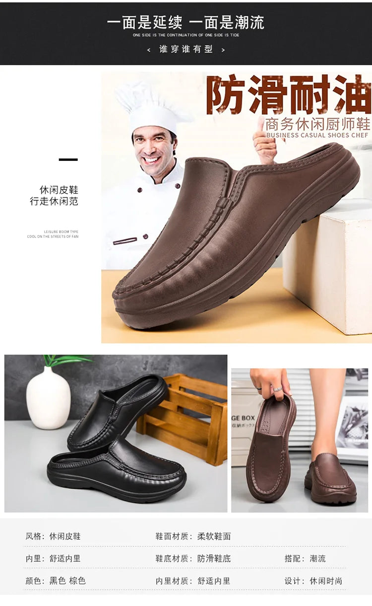Large Slippers Men's Slip On Driving Shoes Anti slip Durable Chef Shoes Men's Casual Fashion Lightweight Footwear
