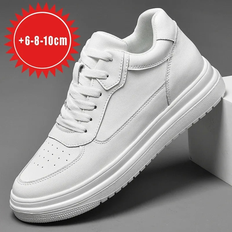 Men's Height Increasing Leather Platform Sneakers – 6/8/10cm Elevator Lace-Up Luxury Shoes