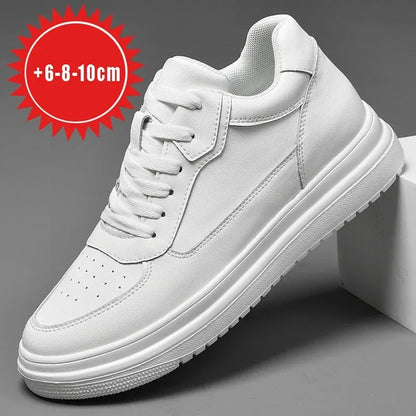 Men's Height Increasing Leather Platform Sneakers – 6/8/10cm Elevator Lace-Up Luxury Shoes