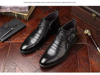 Men's Pointed Toe Chelsea Ankle Boots – British Style, Zip Closure, Business Casual Leather Shoes