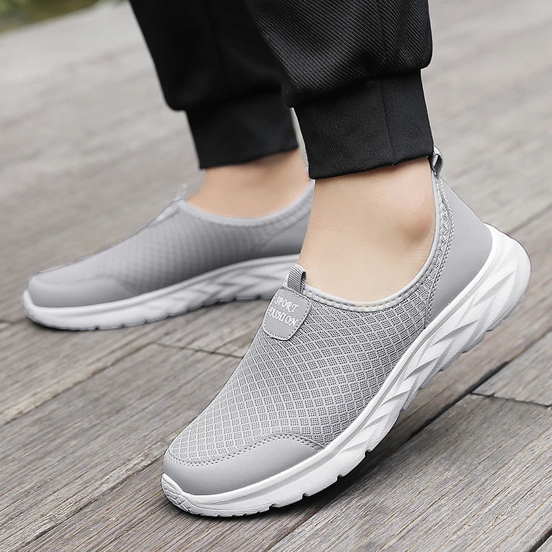 Men's Classic Breathable Mesh Slip-On Sneakers – Lightweight, Anti-Odor, Casual Running Shoes