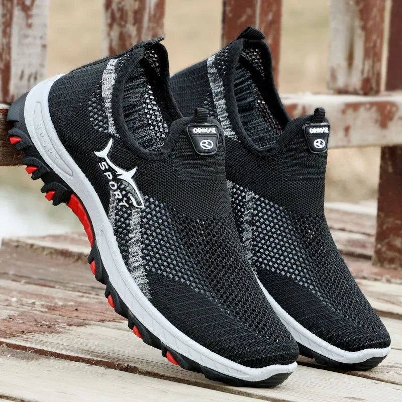 Men's Hollow Mesh Slip-On Casual Sneakers – Breathable, Lightweight, Non-Slip Summer Shoes