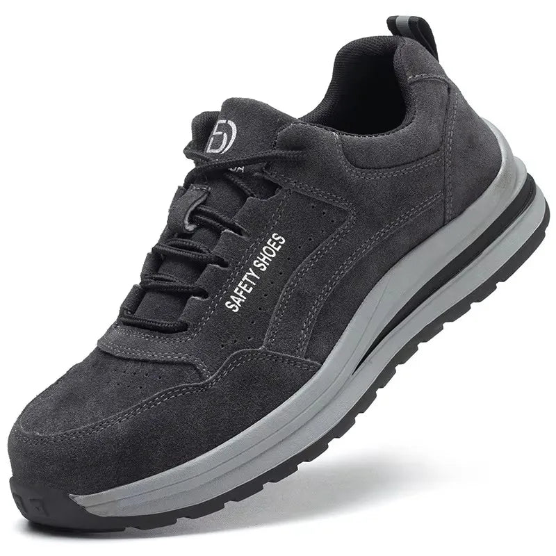 Men's Indestructible Steel Toe Safety Work Boots – Puncture-Proof, Cow Suede, Breathable Work Sneakers