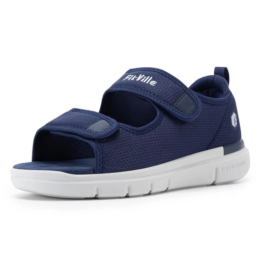 FitVille Men's Wide Diabetic Recovery Sandals – Arch Support, Breathable, Adjustable Beach Shoes