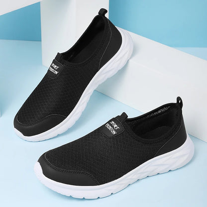 Men's Classic Breathable Mesh Slip-On Sneakers – Lightweight, Anti-Odor, Casual Running Shoes