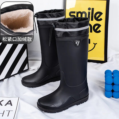German Style Men's Rain Boots Long High Tube Waterproof Outdoor Camping Fishing Snake Bite Resistant Thickened Rubber Shoes
