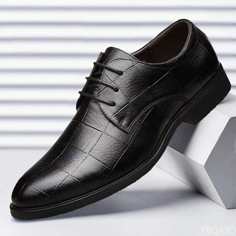Men's Soft Sole Business Casual Loafers – Breathable PU, Lace-Up, Versatile Work Shoes