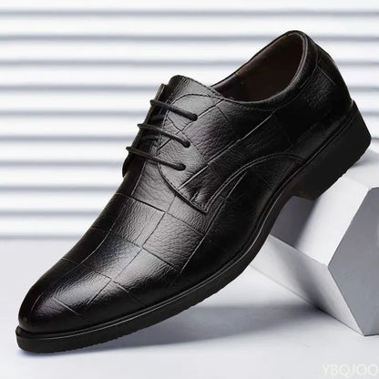 Men's Soft Sole Business Casual Loafers – Breathable PU, Lace-Up, Versatile Work Shoes