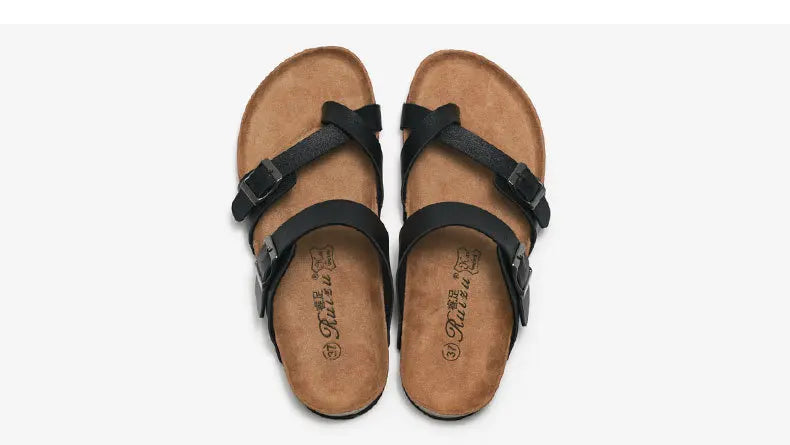 Men's Cork Style Beach Sandals – Metal Detail, EVA Sole, Fashion Summer Flip Flops