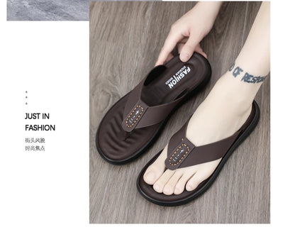 Men's Anti-Slip Waterproof Outdoor Flip Flops – Microfiber, Comfort Beach Sandals
