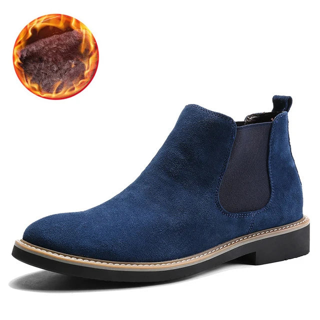 Men's British Style Chelsea Boots – Suede Leather, Slip-On, Pointed Toe Ankle Boots