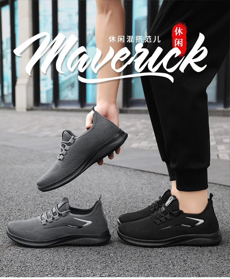 Men's Breathable Mesh Sports Sneakers – Soft Sole, Non-Slip, Lightweight Casual Summer Shoes