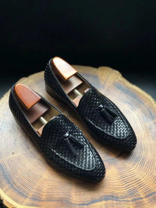 Ci'e ML26 Men's Tassel Weave Genuine Leather Loafers – Classic Slip-On, Custom Color & Size