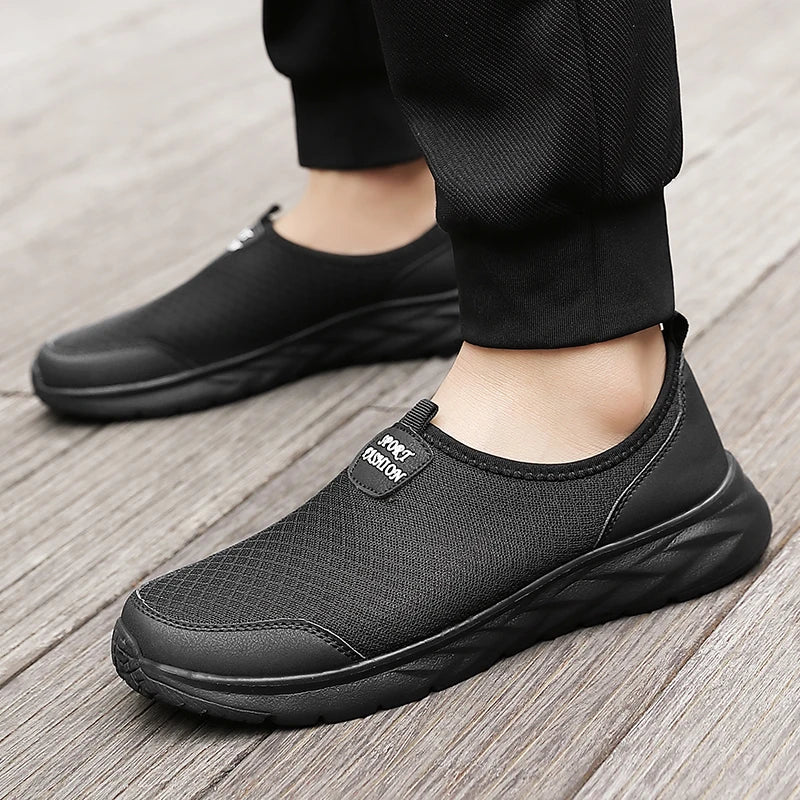 Men's Classic Breathable Mesh Slip-On Sneakers – Lightweight, Anti-Odor, Casual Running Shoes