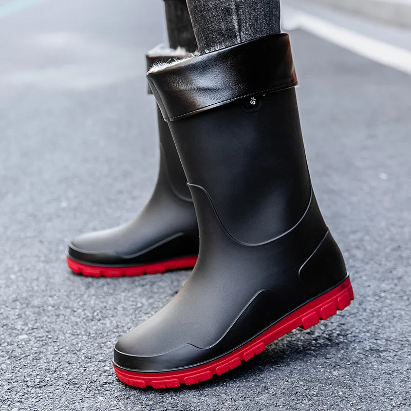Men's German-Style Waterproof Rain Boots – High Tube, Snake-Bite Resistant, Thickened Rubber
