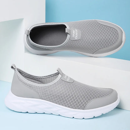 Men's Classic Breathable Mesh Slip-On Sneakers – Lightweight, Anti-Odor, Casual Running Shoes