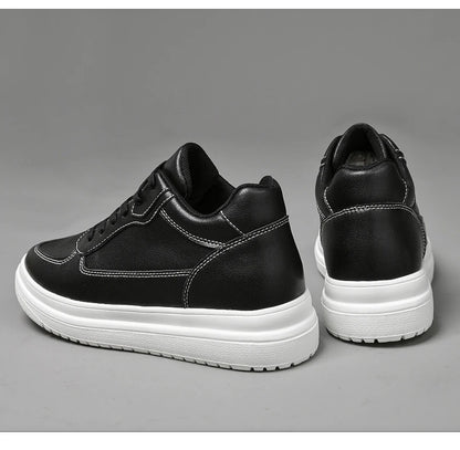 Men's Height Increasing Leather Platform Sneakers – 6/8/10cm Elevator Lace-Up Luxury Shoes