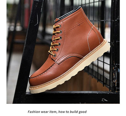 Men's Elevator Hidden Heel Boots – Height Increasing 6CM 8CM 10CM, Microfiber Leather, Warm Lining