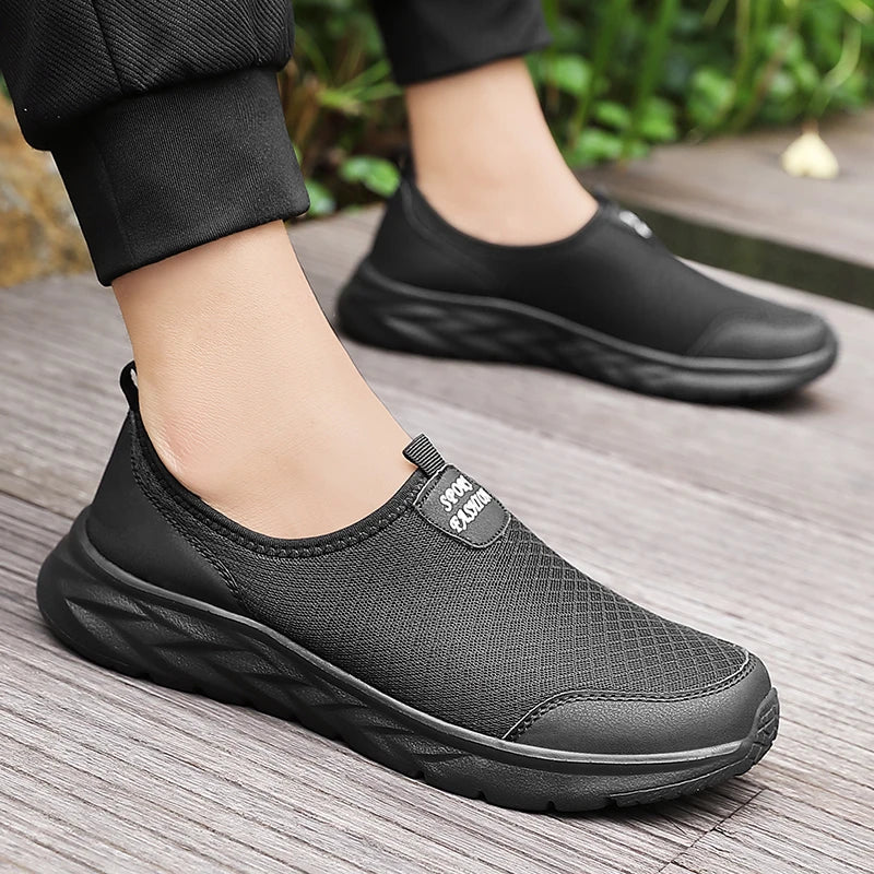 Men's Classic Breathable Mesh Slip-On Sneakers – Lightweight, Anti-Odor, Casual Running Shoes