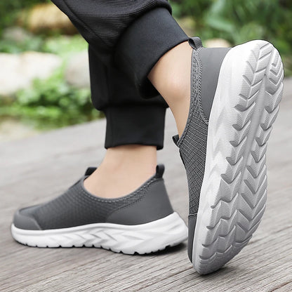 Men's Classic Breathable Mesh Slip-On Sneakers – Lightweight, Anti-Odor, Casual Running Shoes