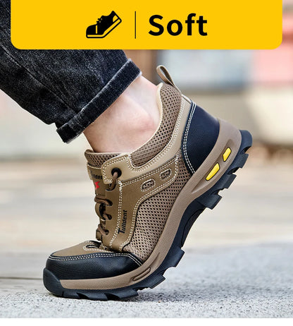 Men's Anti-Piercing Work Safety Boots – Puncture-Proof, Lace-Up, Protective Summer Shoes