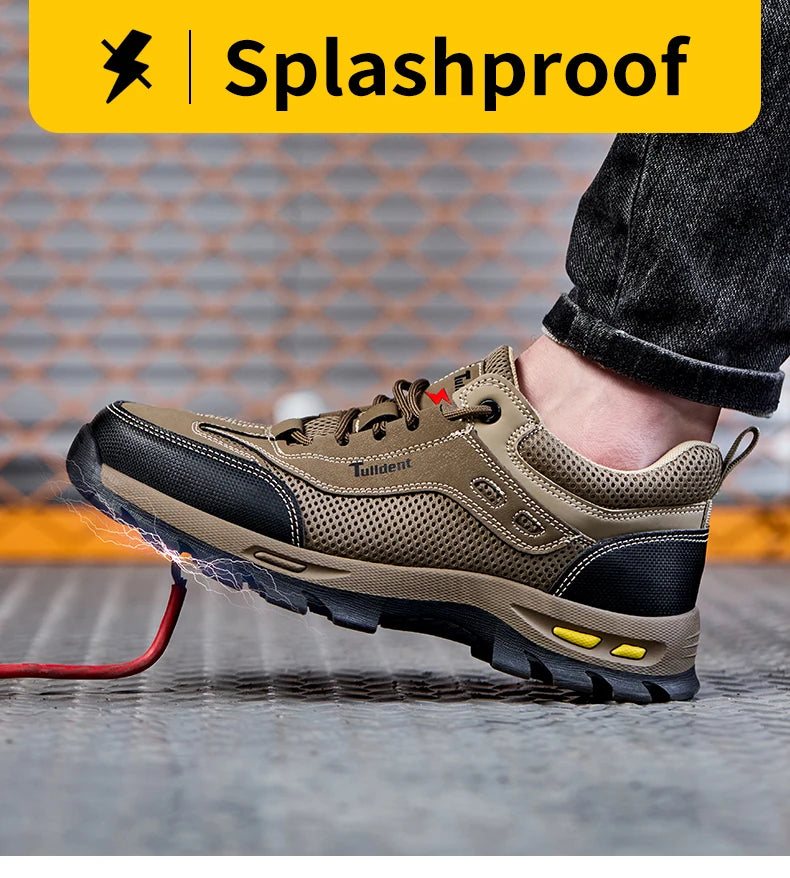 Men's Anti-Piercing Work Safety Boots – Puncture-Proof, Lace-Up, Protective Summer Shoes