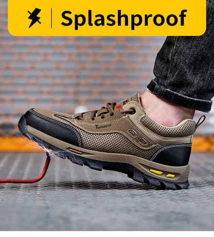 Men's Anti-Piercing Work Safety Boots – Puncture-Proof, Lace-Up, Protective Summer Shoes