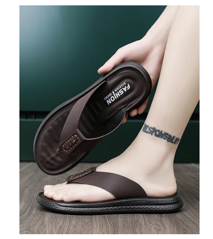 Men's Anti-Slip Waterproof Outdoor Flip Flops – Microfiber, Comfort Beach Sandals