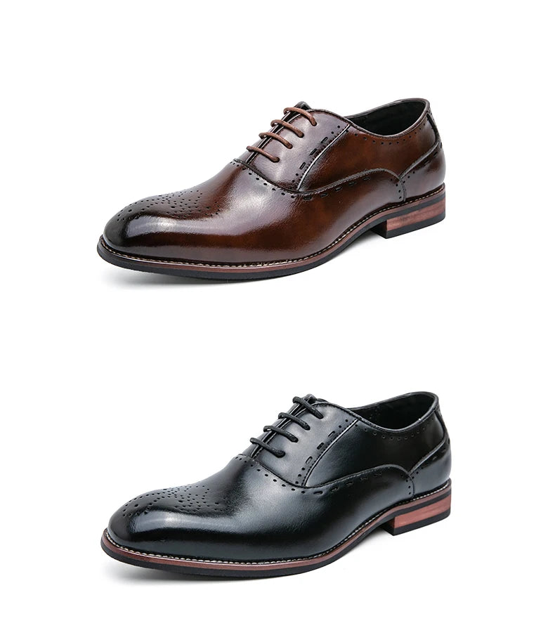 Men's Classic Italian Oxford Dress Shoes – Pointed Toe, Microfiber, Formal Business Shoes