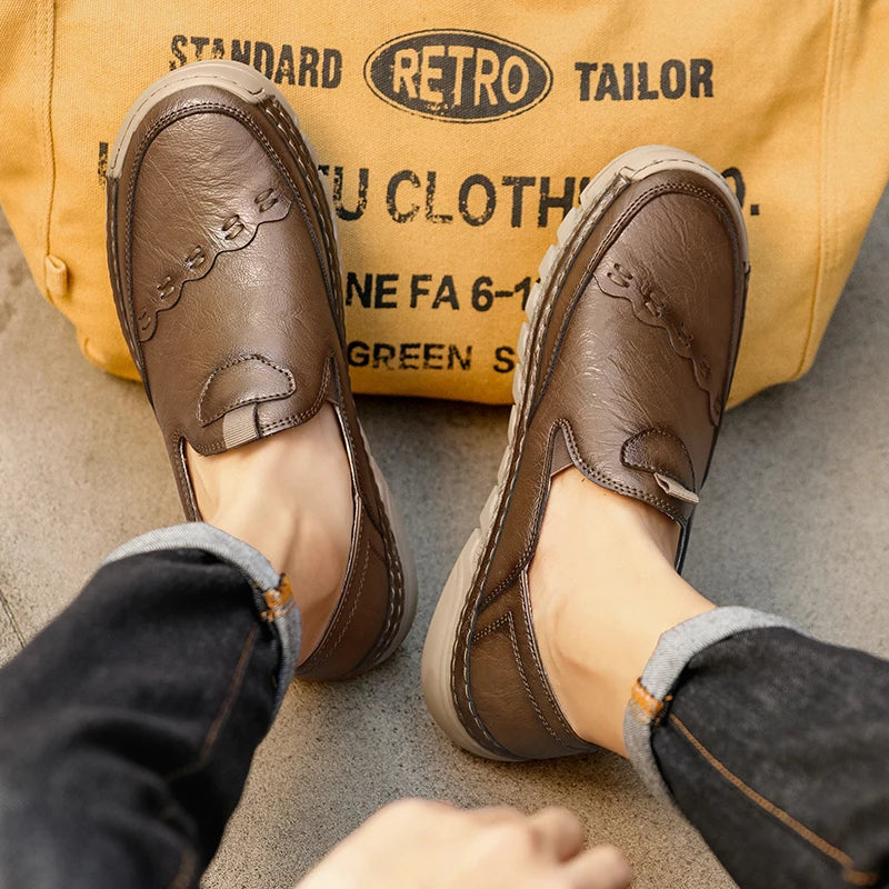 Italy Genuine Leather Luxury Loafers Moccasins – Breathable Slip-On Driving Shoes for Men