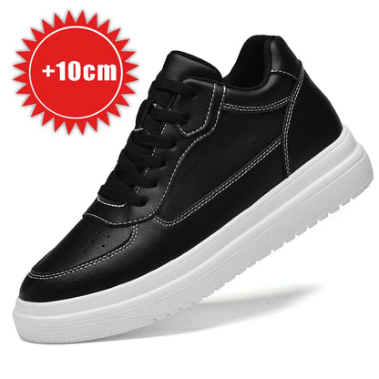Men's Height Increasing Leather Platform Sneakers – 6/8/10cm Elevator Lace-Up Luxury Shoes