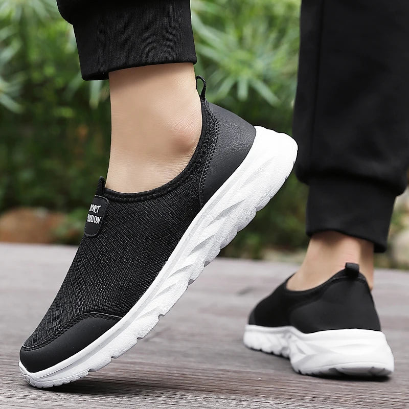 Men's Classic Breathable Mesh Slip-On Sneakers – Lightweight, Anti-Odor, Casual Running Shoes