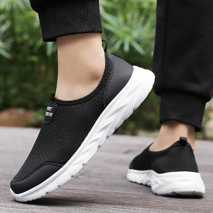 Men's Classic Breathable Mesh Slip-On Sneakers – Lightweight, Anti-Odor, Casual Running Shoes