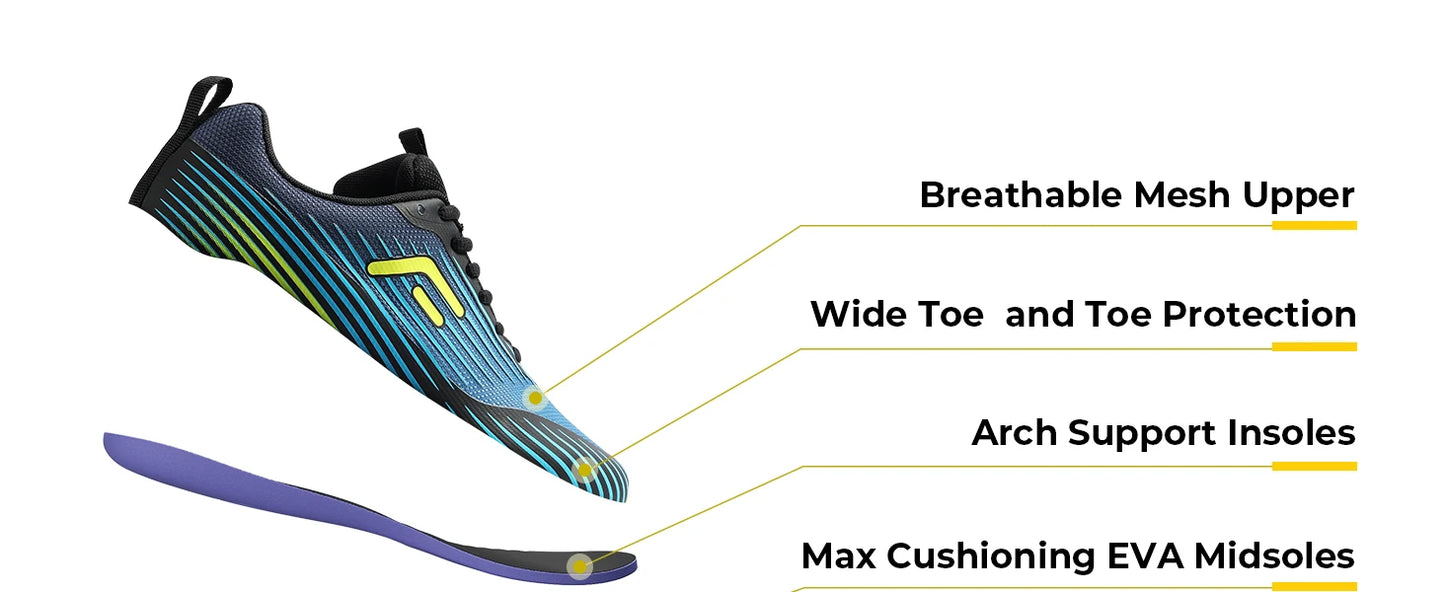 Fitville Trail Wide Running Shoes for Men – Breathable, Soft Cushioning, Foot Pain Relief