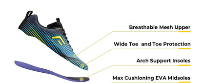 Fitville Trail Wide Running Shoes for Men – Breathable, Soft Cushioning, Foot Pain Relief