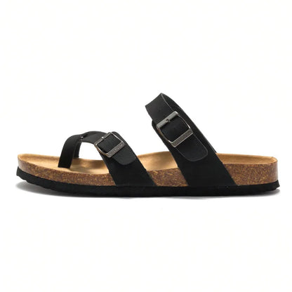 Men's Cork Style Beach Sandals – Metal Detail, EVA Sole, Fashion Summer Flip Flops