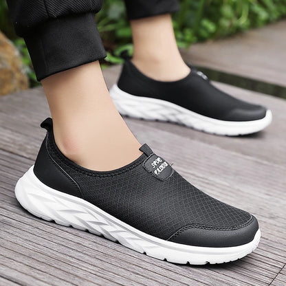 Men's Classic Breathable Mesh Slip-On Sneakers – Lightweight, Anti-Odor, Casual Running Shoes