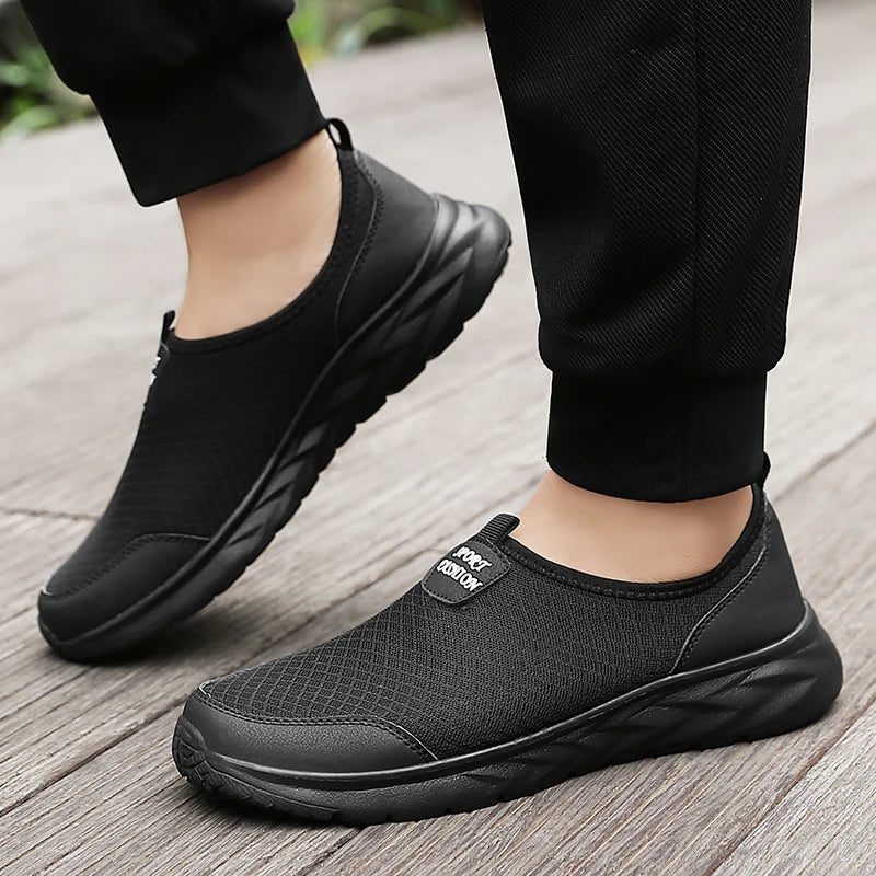 Men's Classic Breathable Mesh Slip-On Sneakers – Lightweight, Anti-Odor, Casual Running Shoes